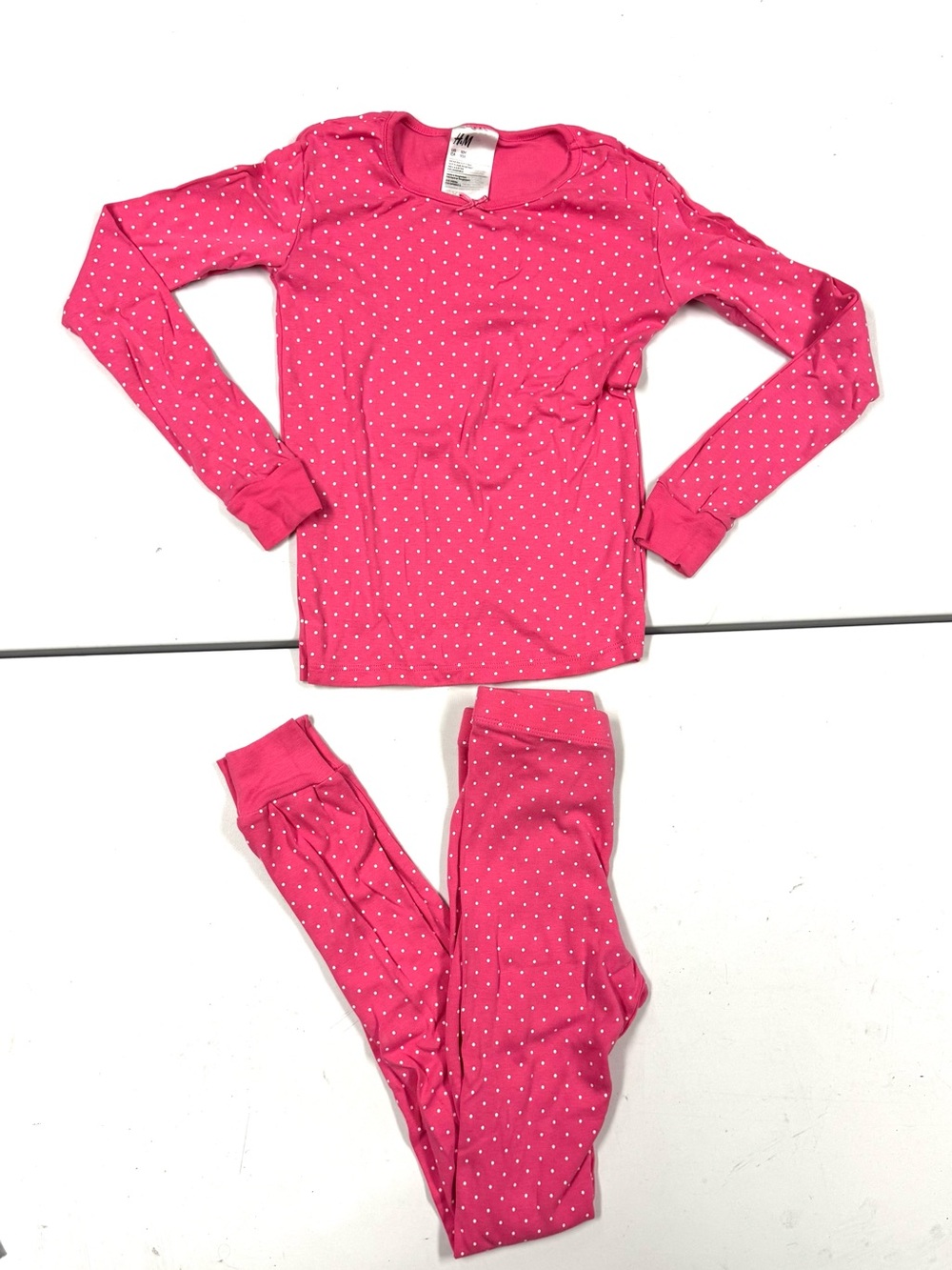 H&M Bright Pink Polka Dot Girls Pajama Set